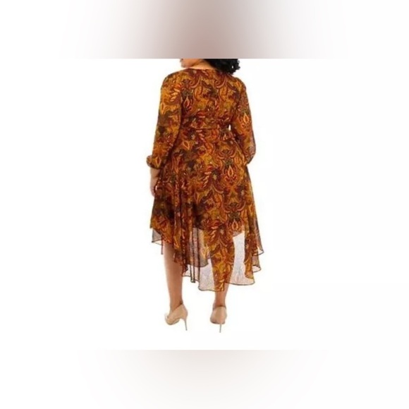 NEW Plus Size Vince Camuto Asymmetrical Hem Pickled Beet Long Sleeve Dress - Picture 2 of 12